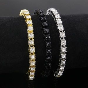 Iced Tennis Bracelet Gold/Silver/Black/Rose Gold